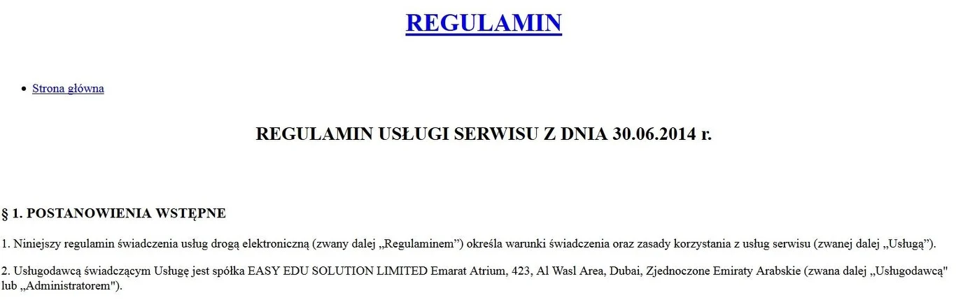 Regulamin nie pozostawia wątpliwości