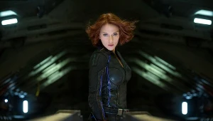 Scarlett Johansson w scenie z filmu "Avengers: Czas Ultrona"