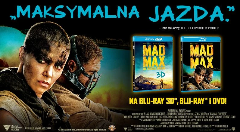 Dystrybutorem płyt Blu-ray 3D, Blu-ray i DVD w filmem "Mad Max: Na drodze gniewu" jest Galapagos