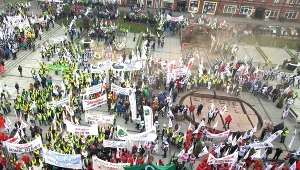 Manifestacja związkowców w Rudzie Śląskiej