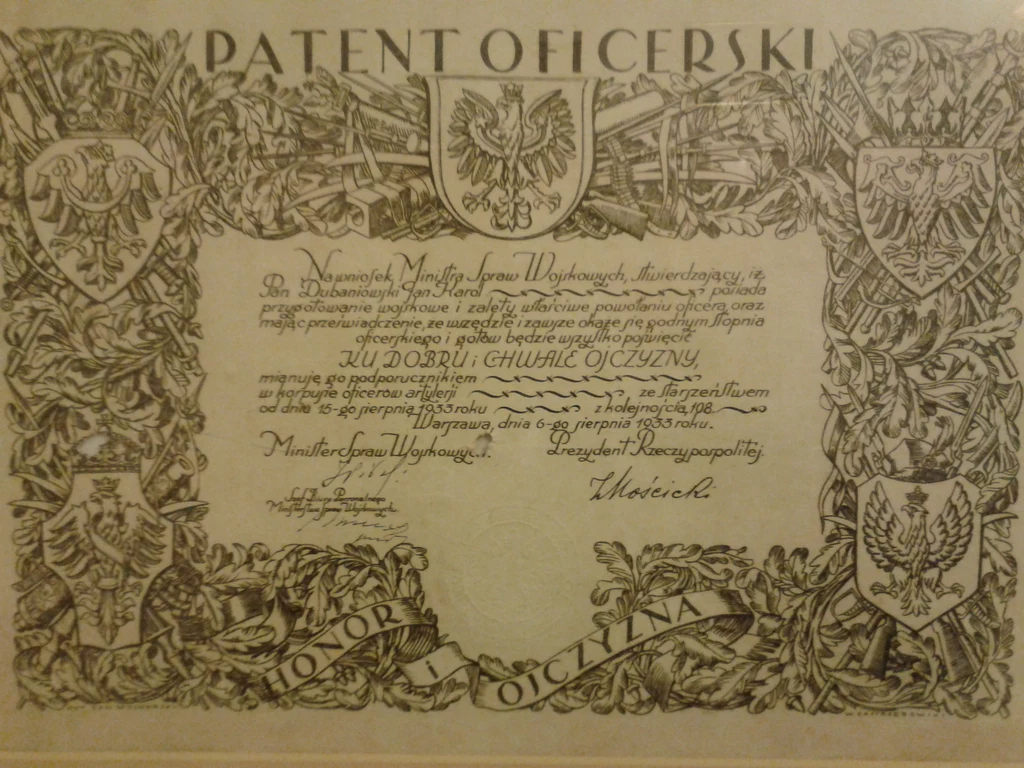 Patent oficerski Jana "Salwy" Dubaniowskiego, fot. archiwum rodzinne Patent oficerski Jana "Salwy" Dubaniowskiego, fot. archiwum rodzinne