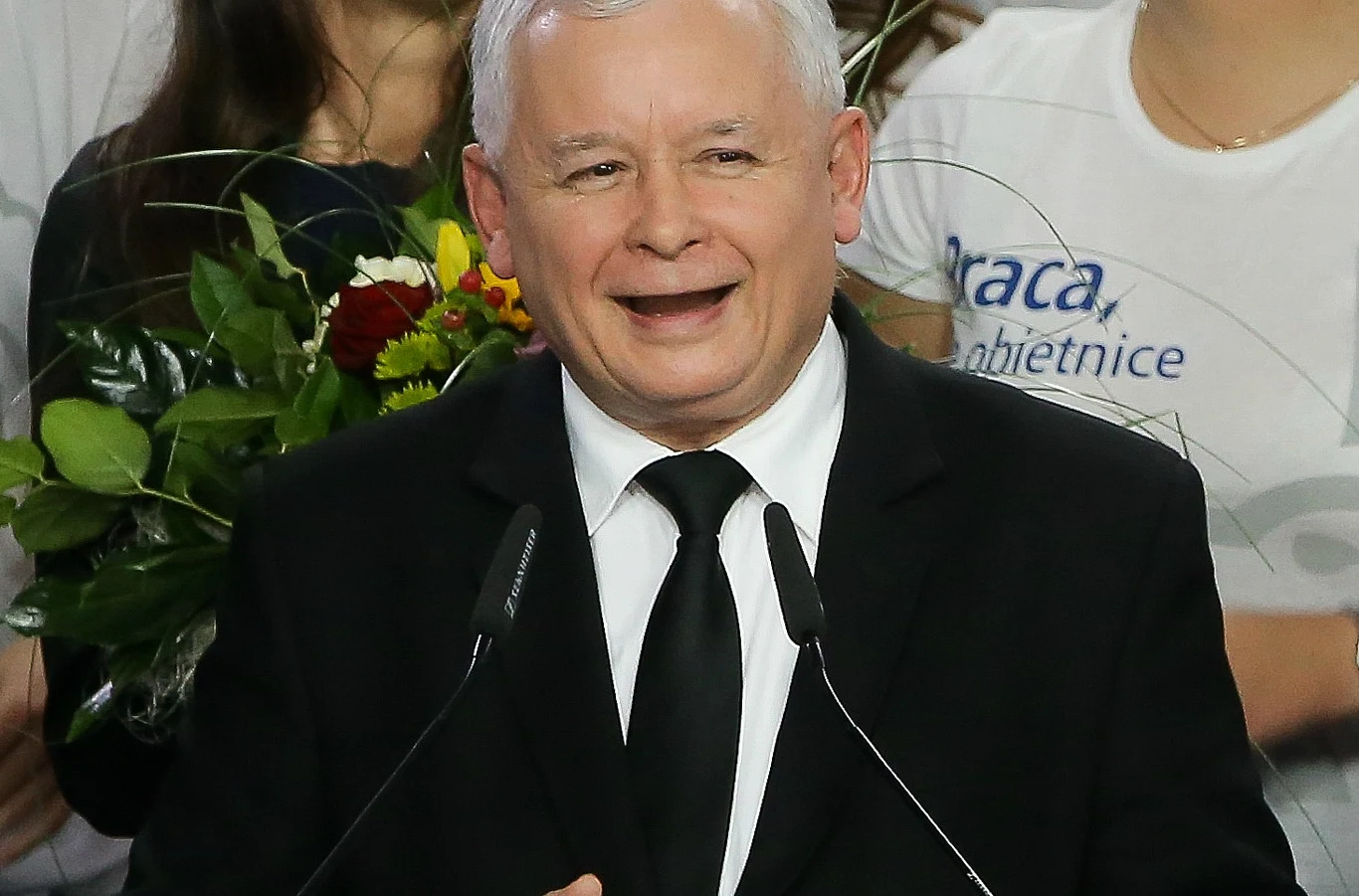 Jarosław Kaczyński podczas wieczoru wyborczego Prawa i Sprawiedliwości