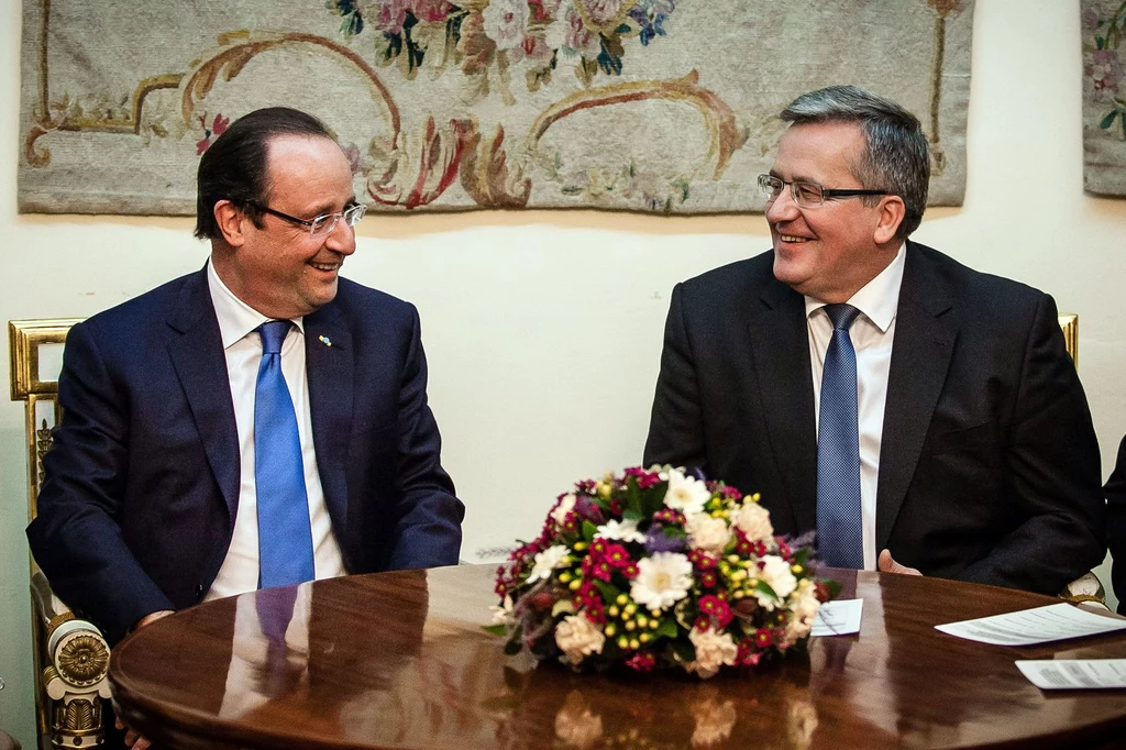 Francois Hollande i Bronisław Komorowski podczas spotkania w Warszawie