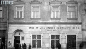Dzieło ks. Augustyna Szamarzewskiego rozwijało się pomyślnie także w II RP. Na zdj. oddział Banku Związku Spółek Zarobkowych w Krakowie