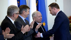 Andrzej Duda i Jarosław Kaczyński podczas zaprzysiężenia rządu Beaty Szydło
