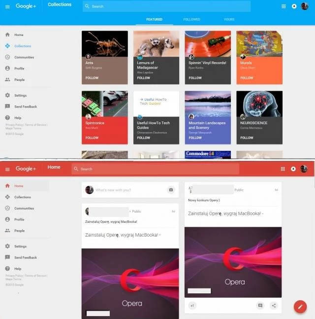 Wygląd nowej wersji Google+