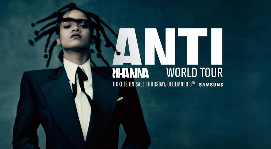 Rihanna na plakacie promującym trasę "Anti"