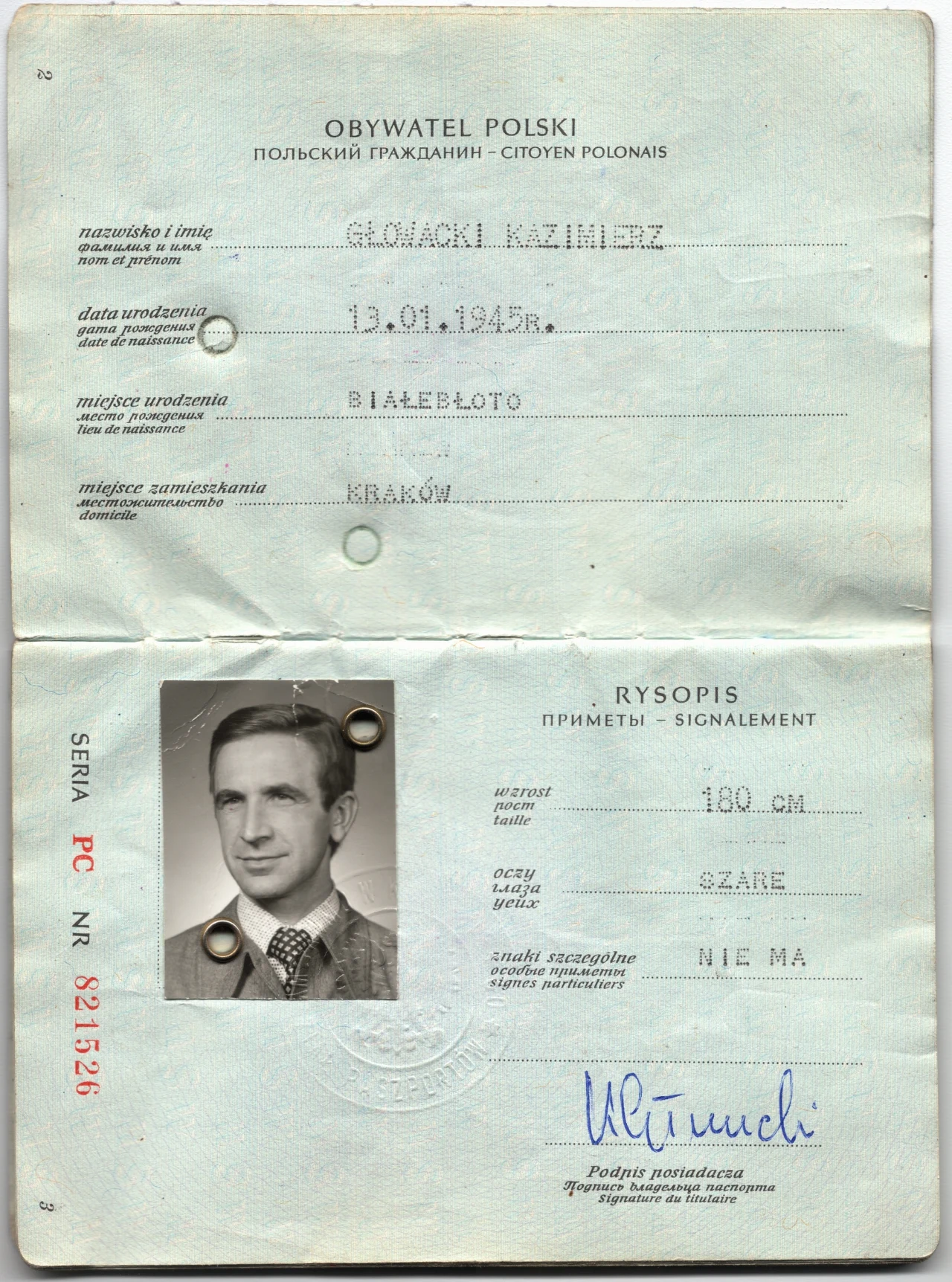 "Lewy" paszport, na którym Kornel Morawiecki w 1988 r. powrócił do Polski