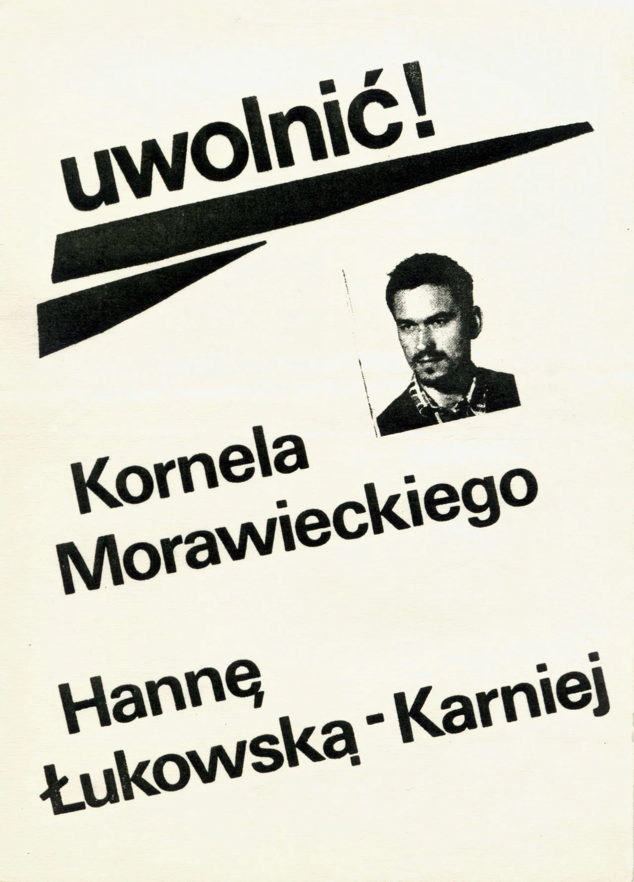 Ulotka wzywająca do uwolnienia Kornela Morawieckiego