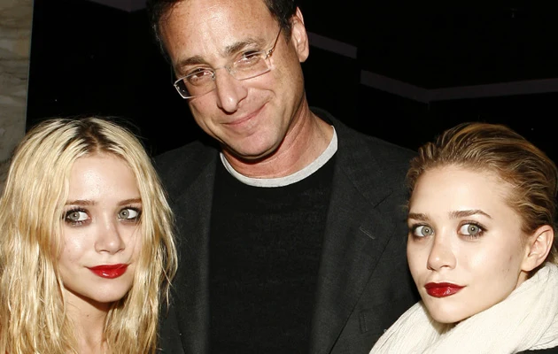 Mary-Kate i Ashley Olsen z serialowym tatą, Bobem Sagetem