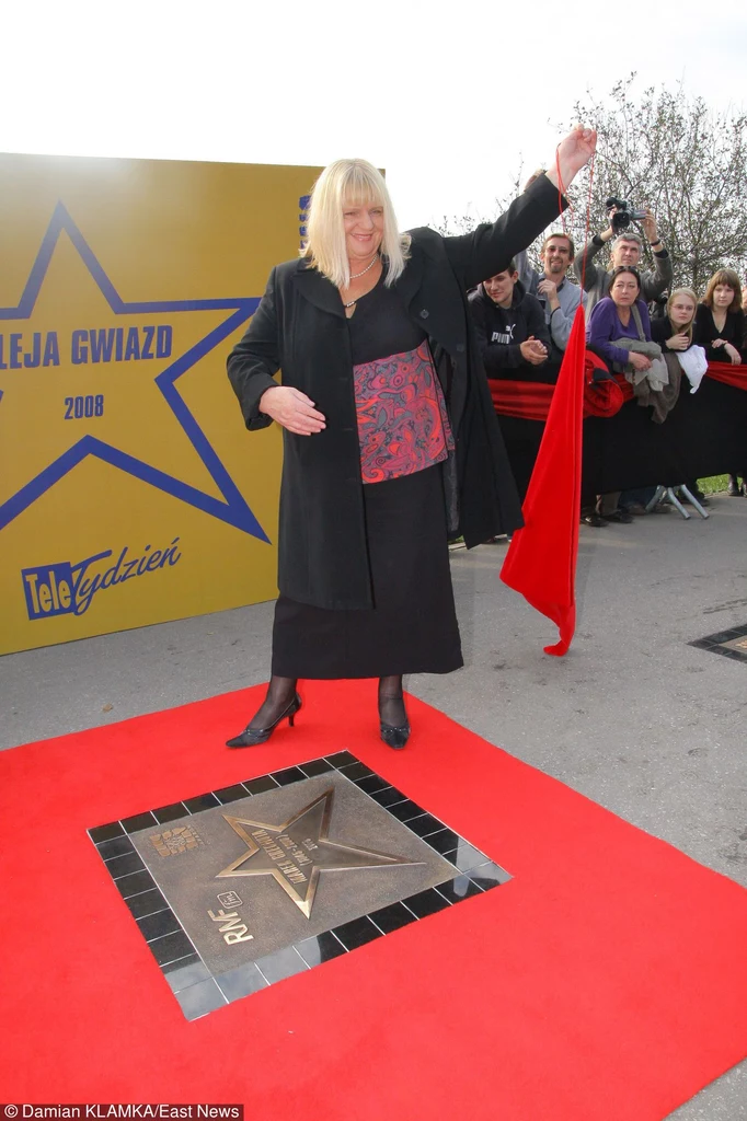 Danuta Grechuta podczas uroczystości odsłonięcia gwiazdy Marka Grechuty w Alei Gwiazd w Krakowie
