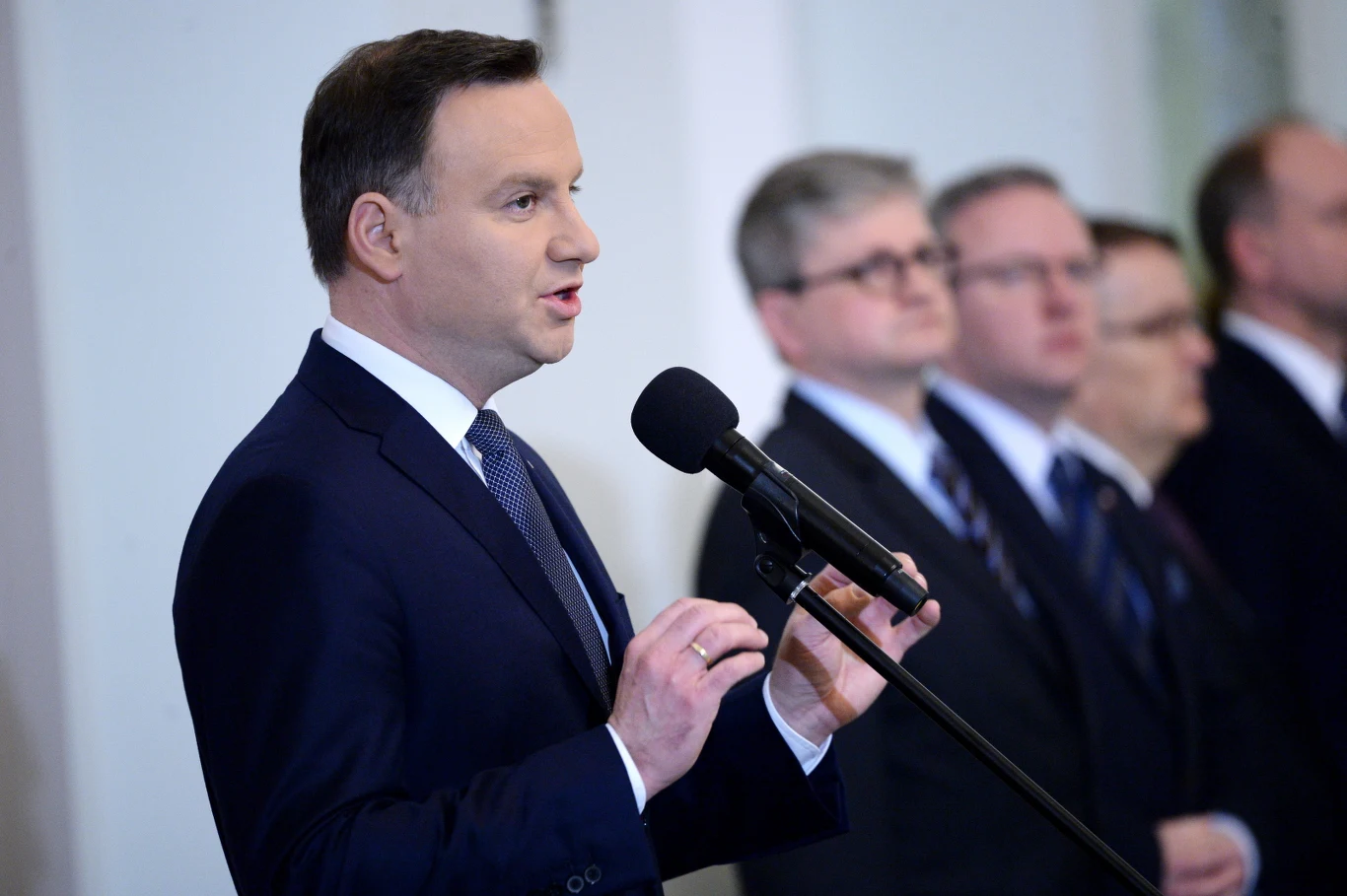 Prezydent Andrzej Duda przemawia podczas zaprzysiężenia Juli Przyłębskiej na sędziego Trybunału Konstytucyjnego