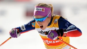 Therese Johaug na trasie PŚ w Davos.