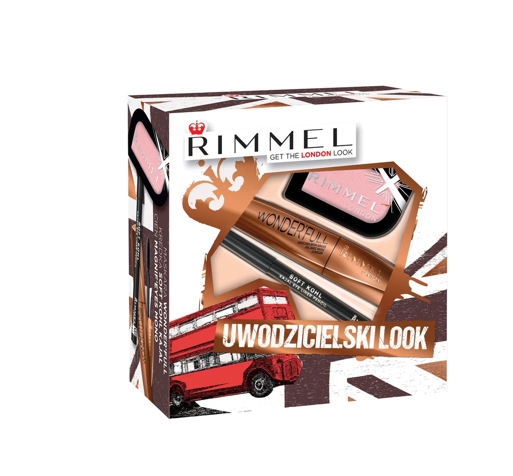 Zestaw, który zapewni uwodzicielski look zawiera cień, maskarę oraz kredkę do powiek. Rimmel, cena ok. 40 zł.