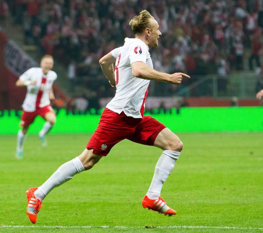 Sebastian Mila, po tym, jak strzelił Niemcom gola.