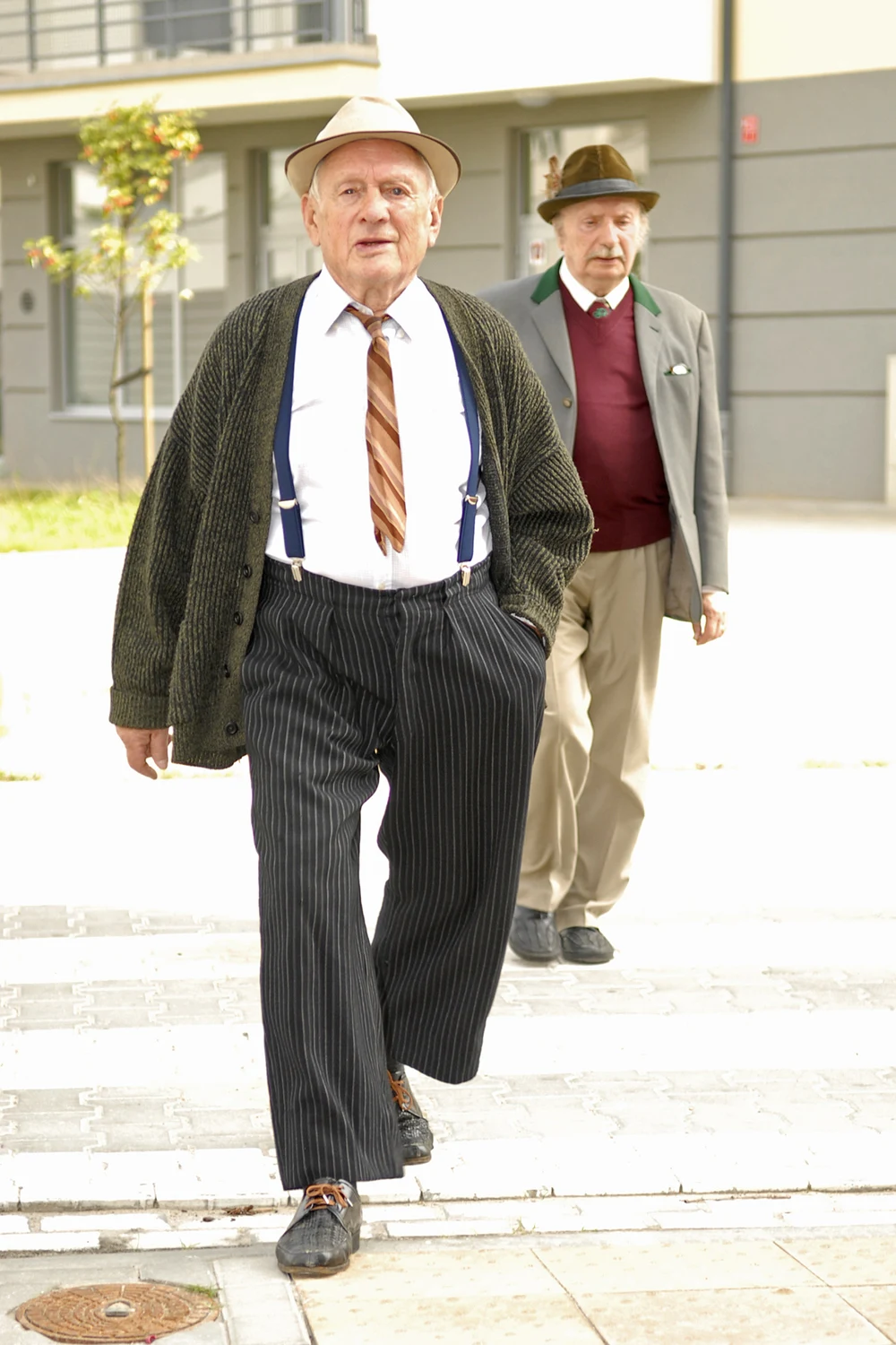 Witold Pyrkosz i Wojciech Pokora na planie "Dylematu 5", kontynuacji "Alternatywy 4"