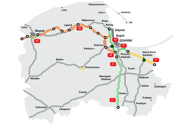 Mapa Stanu Budowy Dróg - pomorskie