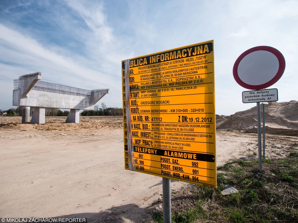 Niektóre budowy kończyły się porzuceniem placu budowy - jak A1 koło Łodzi