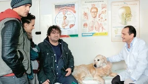 Na prośbę przygnębionego Kusego doktor Wezół opatrzy ukochanego psa malarza