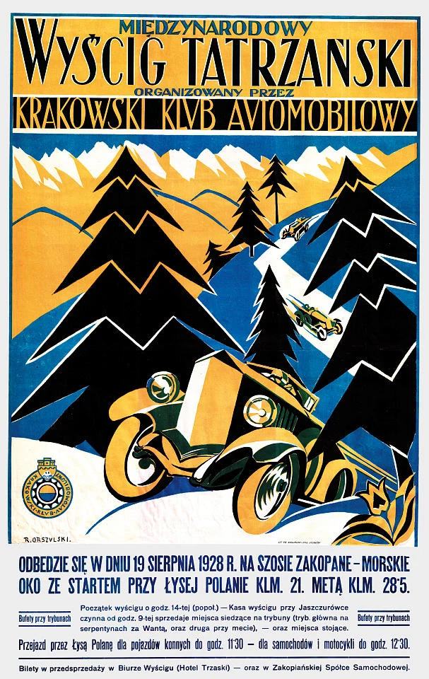 Plakat: Międzynarodowy Wyścig Tatrzański, 1928 Plakat: Międzynarodowy Wyścig Tatrzański, 1928