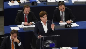 Premier Beata Szydło podczas wystąpienia w Parlamencie Europejskim