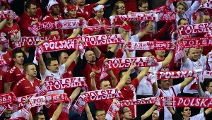 Polscy kibice podczas meczu Polska - Francja w Krakowie