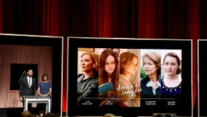 Szefowa Akademii - Cheryl Boone Isaacs - wraz z aktorem Johnem Krasinskim przedstawia tegoroczne nominacje w kategorii "najlepsza aktorka"