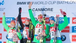 Niemiecka sztafeta mieszana na najwyższym stopniu podium w Canmore