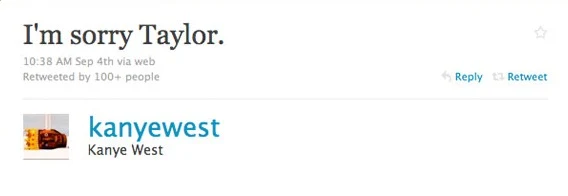 Kanye West przeprasza Taylor Swift na Twitterze