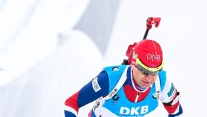 Ole Einar Bjoerndalen na trasie sprintu w Holmenkollen.