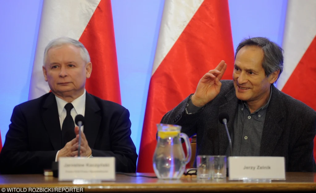 Jerzy Zelnik z Jarosławem Kaczyńskim podczas debaty programowej PiS