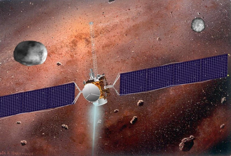 Sonda Dawn i planetoidy Westa i Ceres - wizualizacja