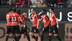 Piłkarze Stade Rennes. W środku Kamil Grosicki 