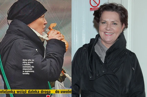Agnieszka Kotulanka pije na ulicy