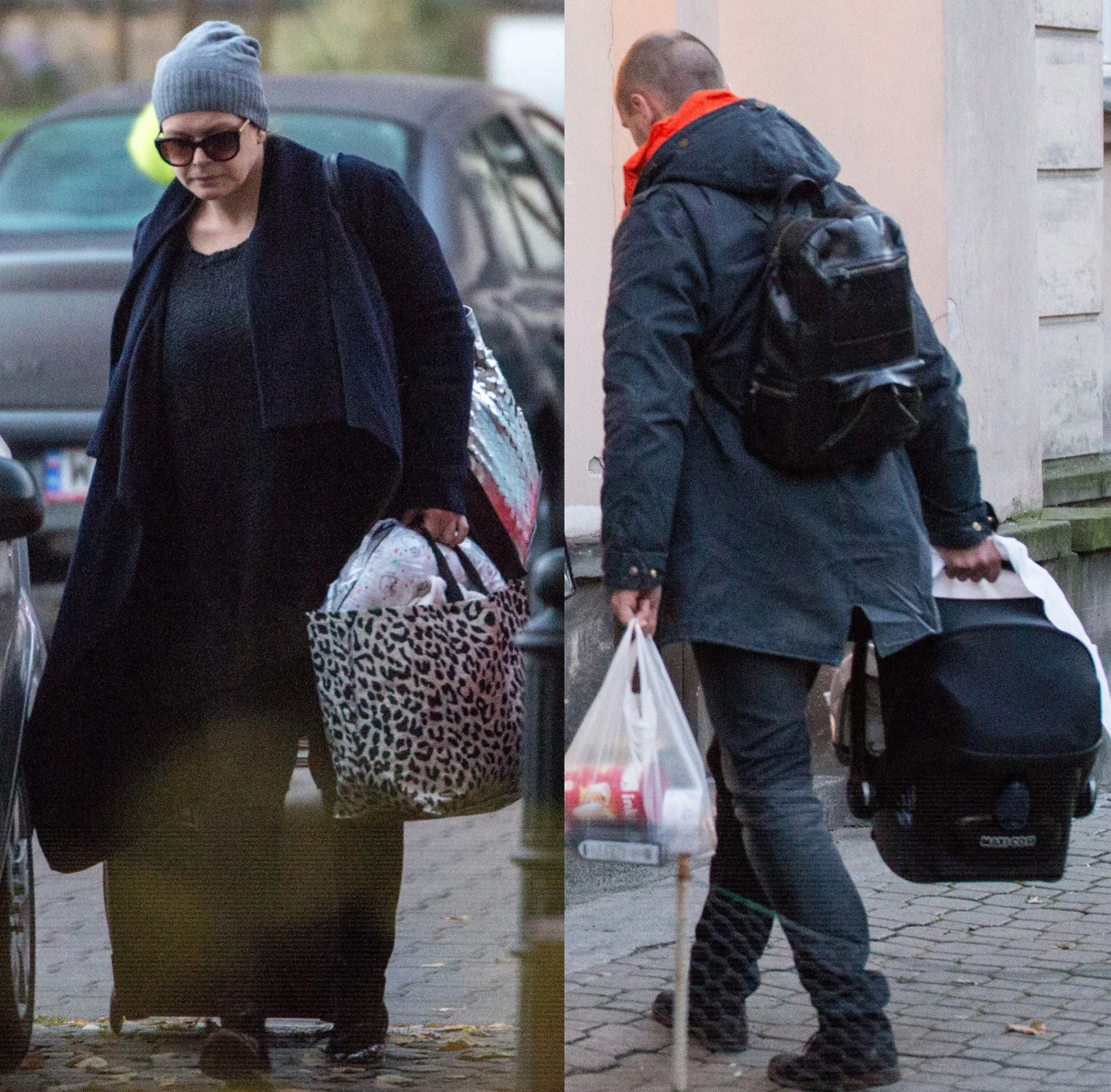 Daria Widawska z synem Brunem i mężem