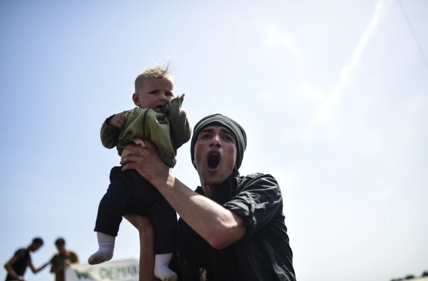 Fotografia z protestów migrantów w Grecji 