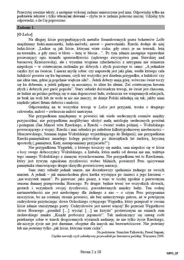 Matura 2016 - język polski poziom podstawowy Matura 2016 - język polski poziom podstawowy