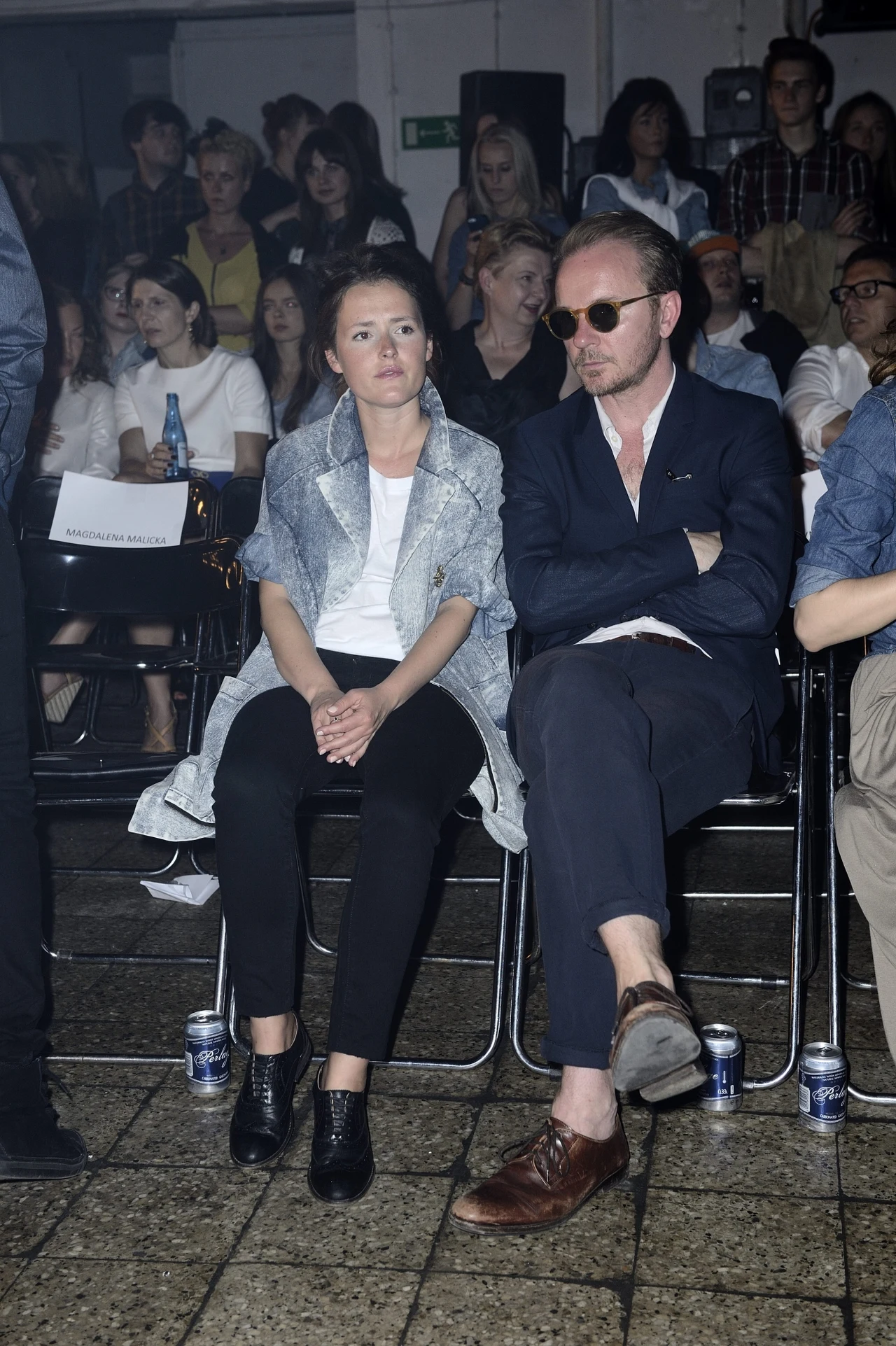 Olga Frycz z Jackiem Borcuchem na pokazie mody