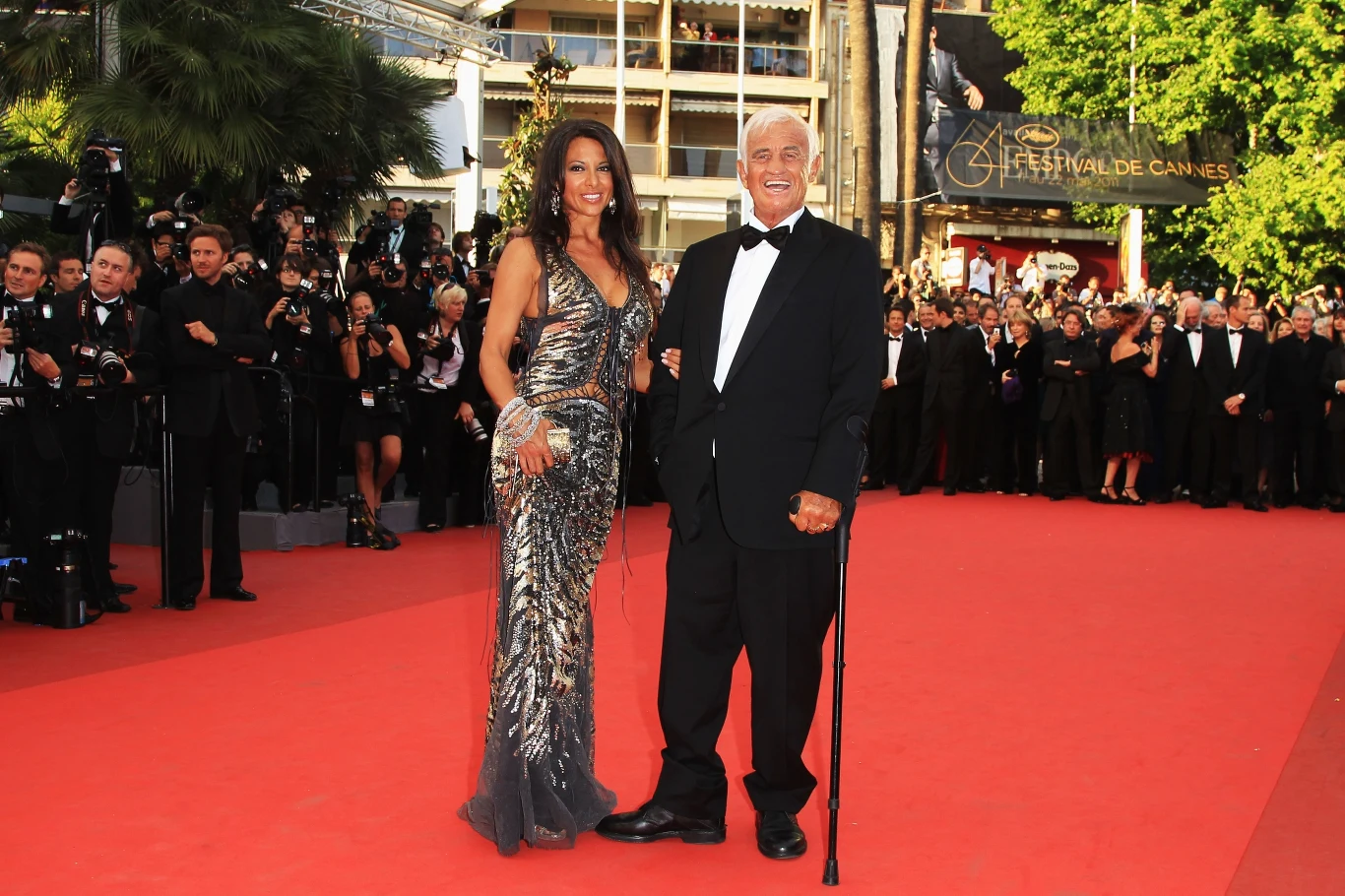 Barbara Gandolfi i Jean-Paul Belmondo na festiwalu w Cannes w 2011 roku