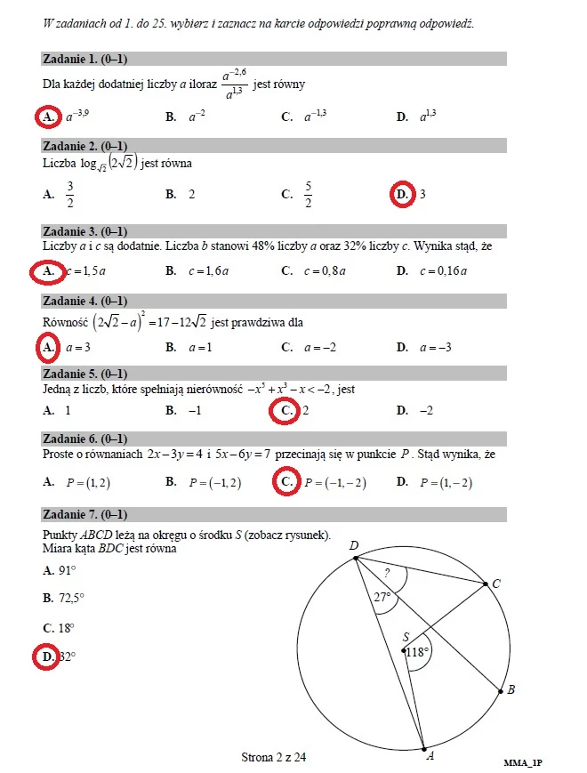 Matura z matematyki 2016 - poziom podstawowy Matura z matematyki 2016 - poziom podstawowy