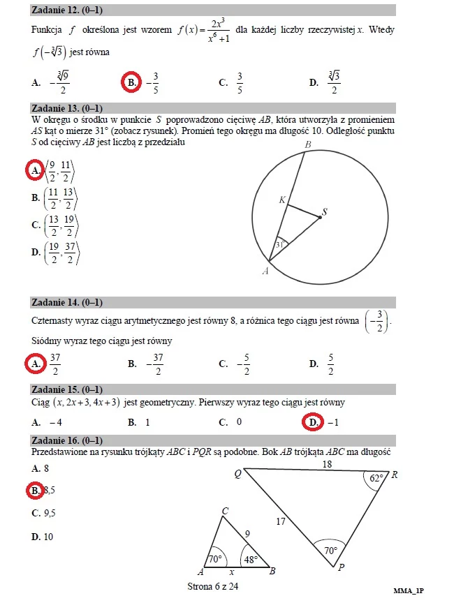 Matura z matematyki 2016 - poziom podstawowy Matura z matematyki 2016 - poziom podstawowy