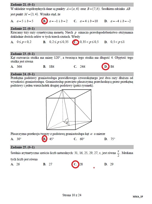 Matura z matematyki 2016 - poziom podstawowy Matura z matematyki 2016 - poziom podstawowy
