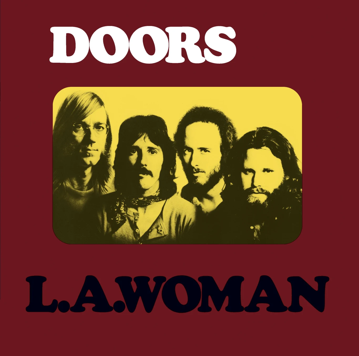 Jim Morrison pierwszy z prawej na okładce płyty "L.A. Woman" Jim Morrison pierwszy z prawej na okładce płyty "L.A. Woman"