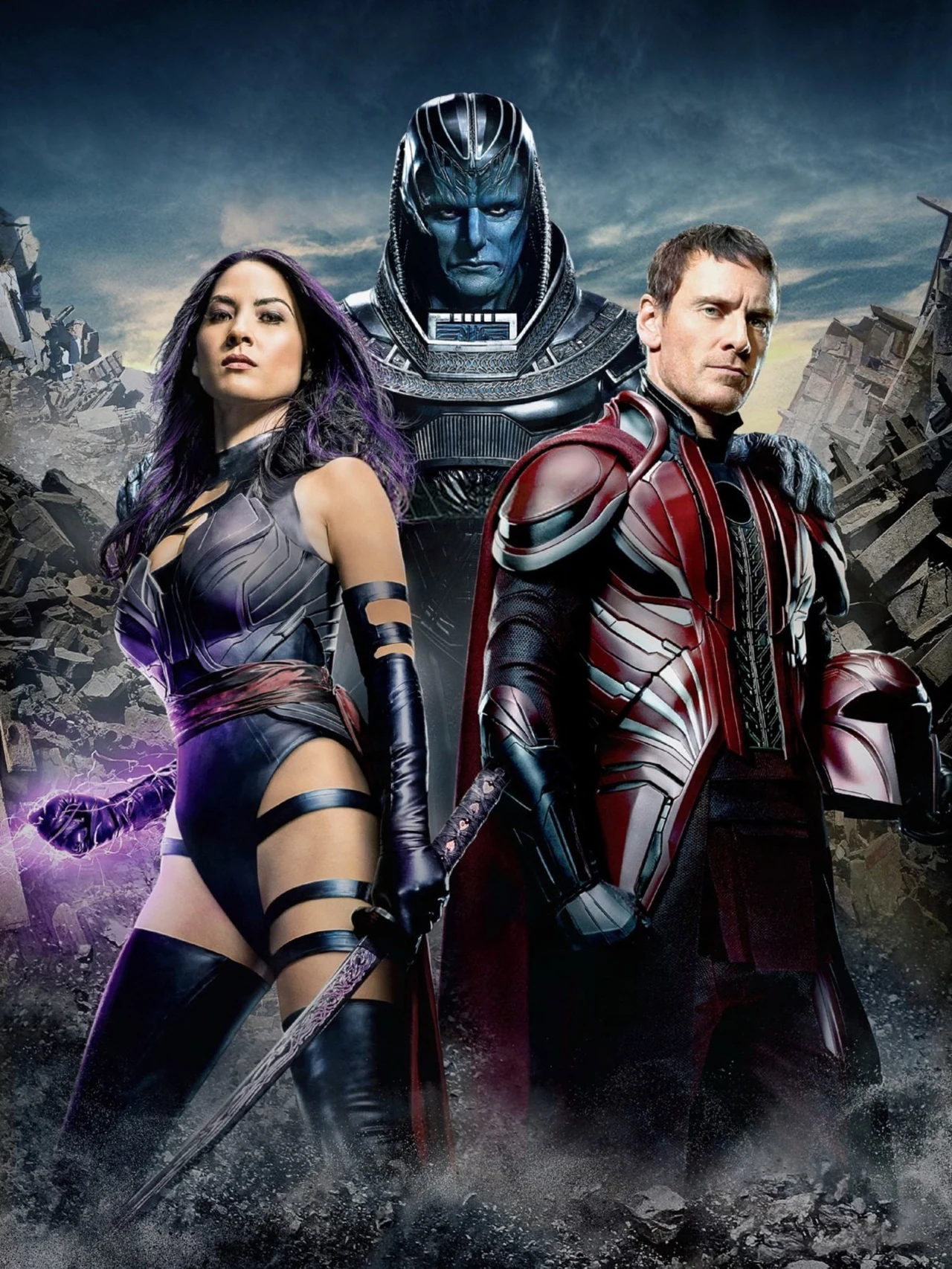 Olivia Munn, Oscar Isaac i Michael Fassbender w filmie "X-Men: Apocalypse"