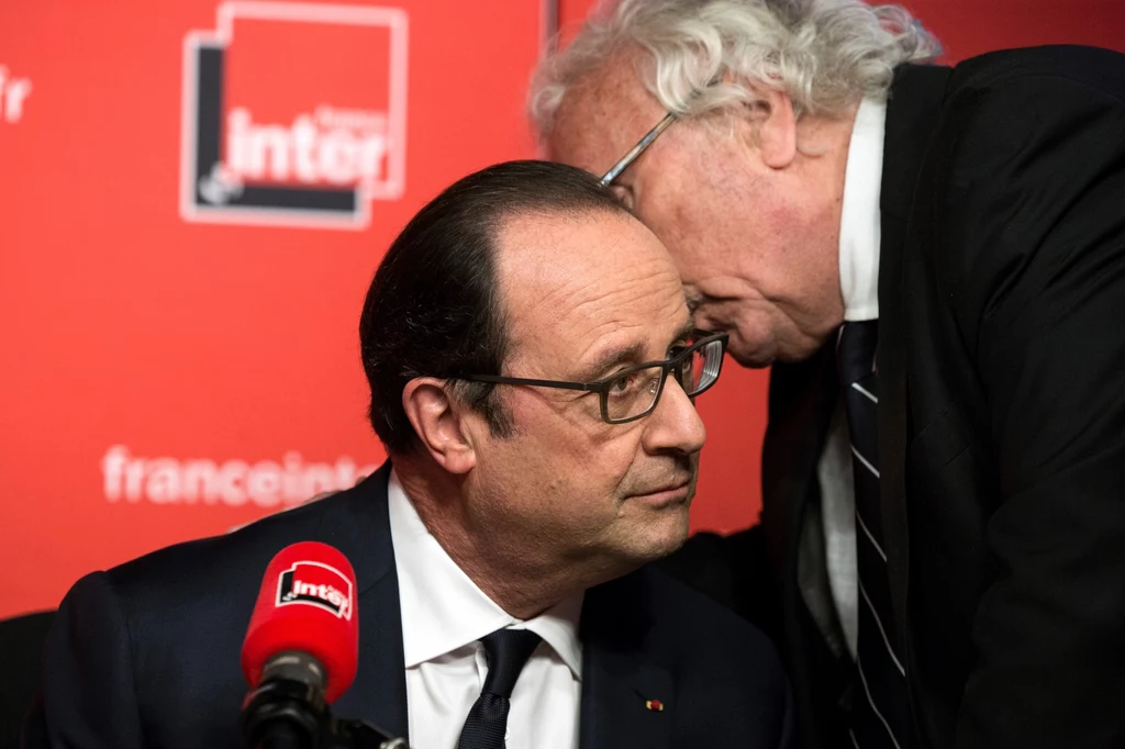 Francois Hollande i dziennikarz sportowy Jacques Vendroux Francois Hollande i dziennikarz sportowy Jacques Vendroux