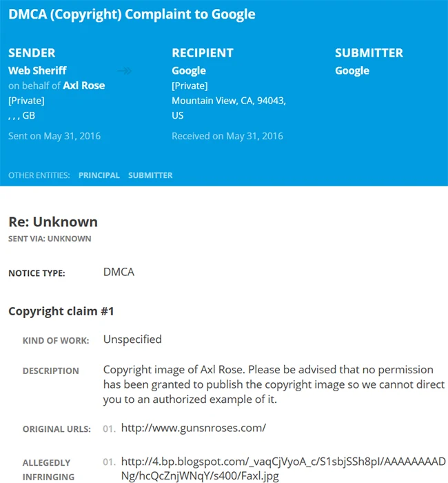 Skarga Axla Rose'a do Google'a