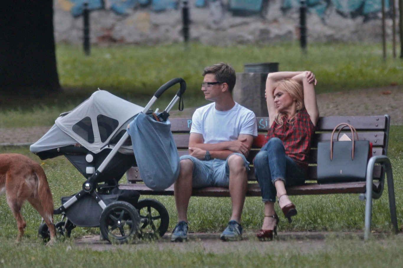 Monika Olejnik z synem i wnukiem