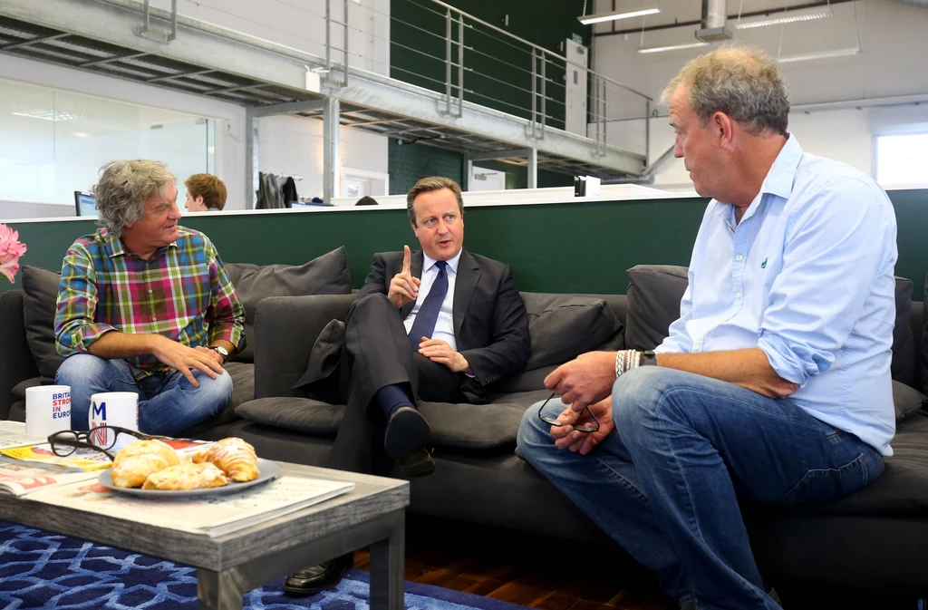 James May, premier David Cameron i Jeremy Clarkson - przeciwnicy Brexitu