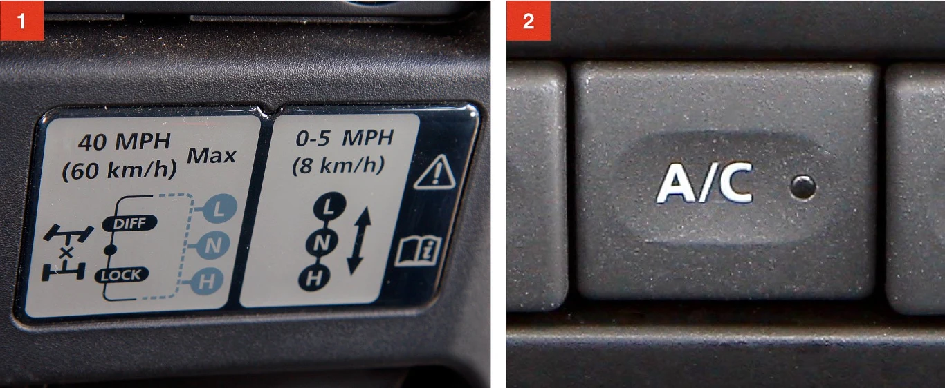 [1] L: reduktor, N: skrzynia rozłączona, H: bieg szosowy. [2] Jest nawet klimatyzacja. Niestety, nie w każdym egzemplarzu.