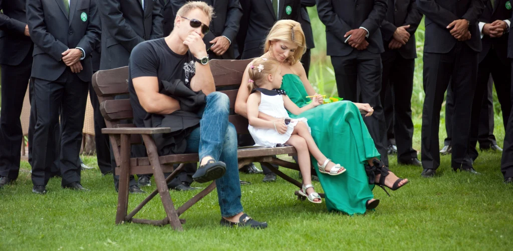 Izabella Łukomska-Pyżalska z mężem i córką